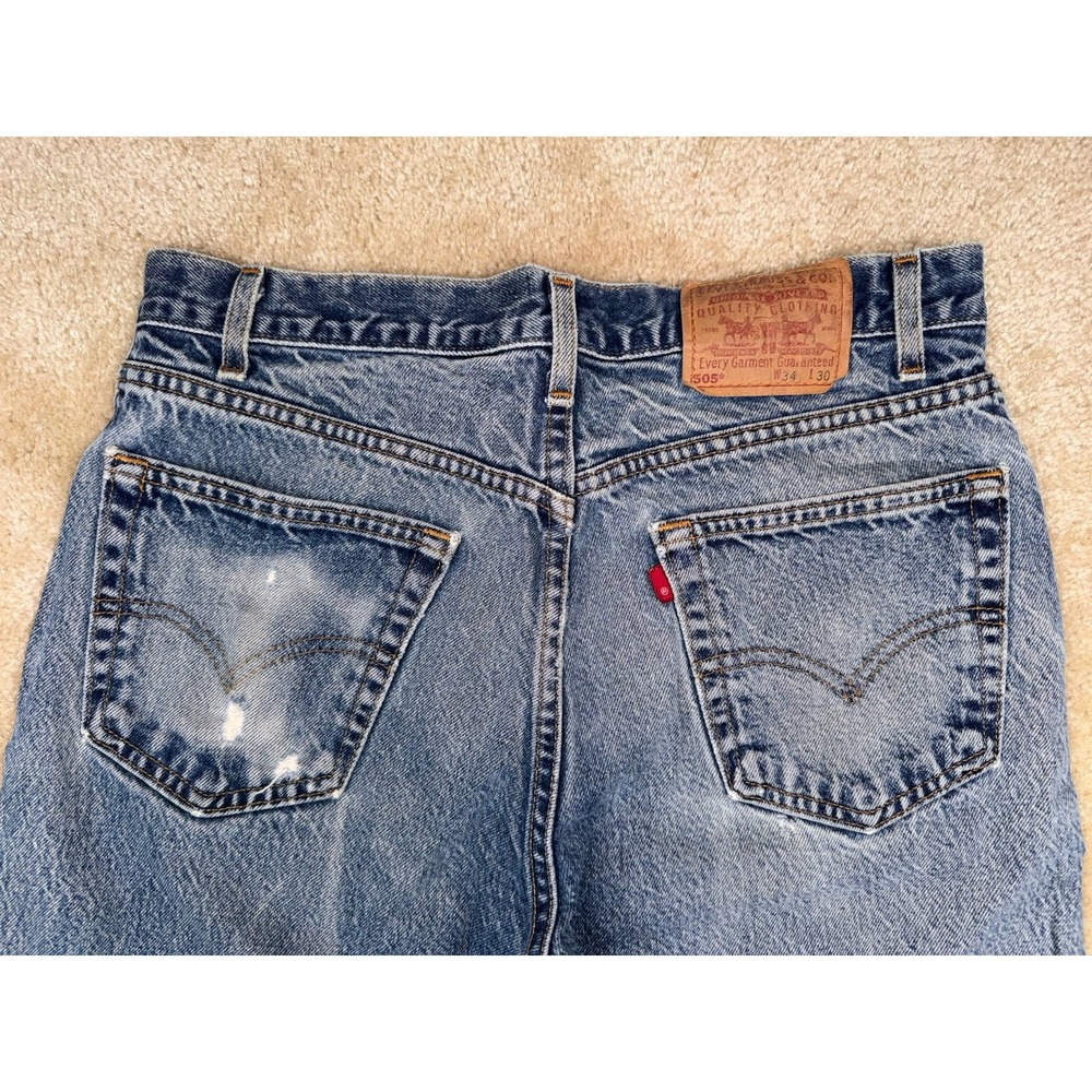 Vintage LEVIS 505 Mens Blue Jeans Straight Leg 34x30 (#5)